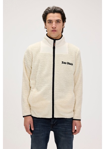 Galvin Beyaz Erkek Full-Zip Polar Sweatshirt