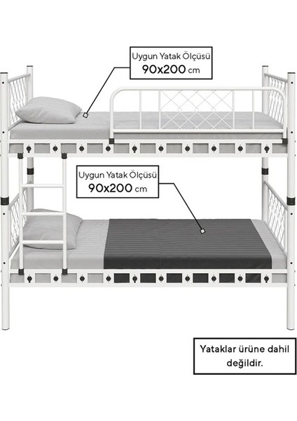 Argimo Carme Genç Çocuk Yatak Odası Metal Ranza ve Karyola 90 x 200 indirimleri