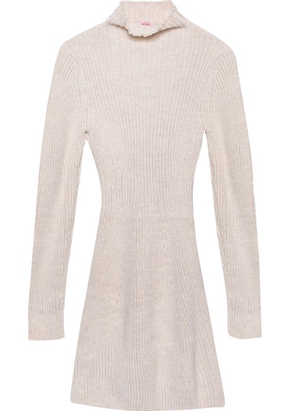 Uzun Kollu Mini Triko Elbise Taş fiyatları