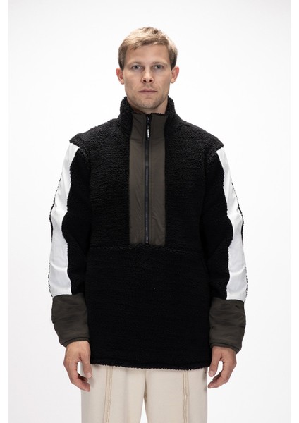 Bomb Si̇yah Yarım Fermuarlı Erkek Polar