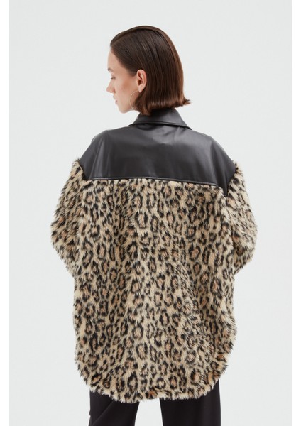 Deri Detaylı Kürk Ceket Kahve indirimleri