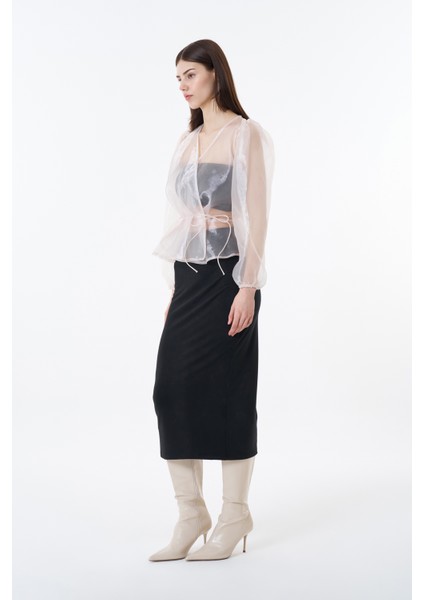 Midi Boy Düz Etek Siyah modelleri