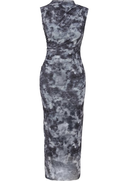 Şerit Detaylı Kolsuz Tül Elbise Gri fiyatları