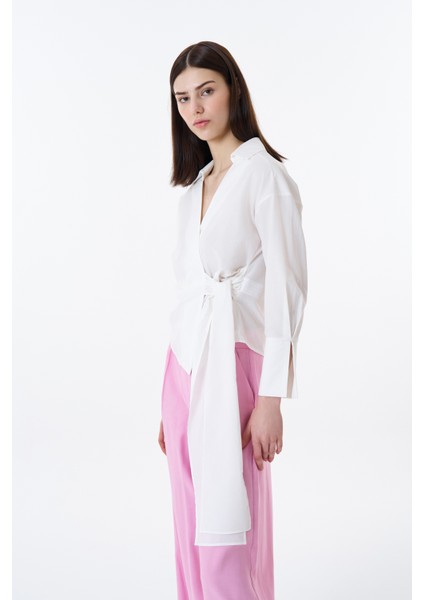 Bağlama Detaylı Kruvaze Bluz Ekru fırsatları