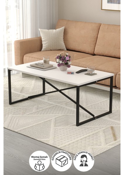 Orta Sehpa Yan Sehpa Dekoratif Sehpa Metal Sehpa Hermes Beyaz