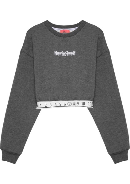 Beli Sayı Detaylı Crop Sweatshirt Antrasit fiyatları
