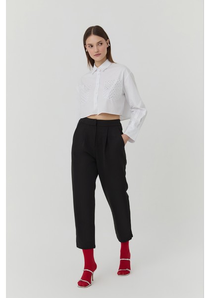 Beli Lastikli Kumaş Pantolon Siyah modelleri