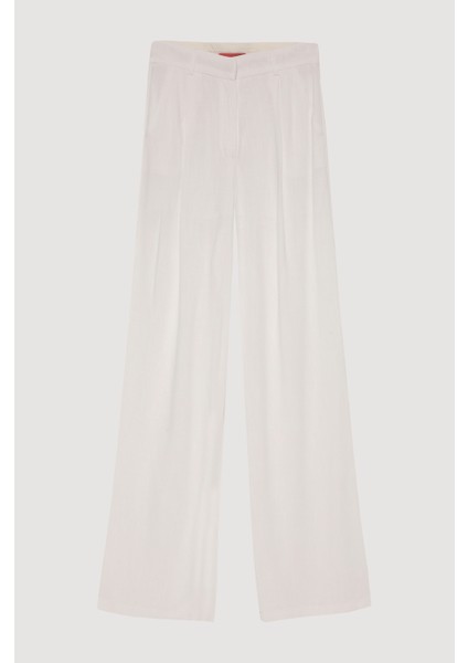 Yüksek Bel Keten Palazzo Pantolon Ekru fiyatları