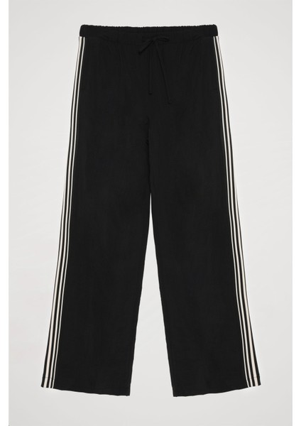 Çift Şeritli Beli Lastikli Pantolon Siyah fiyatları