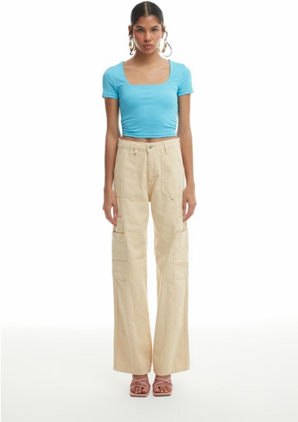 Cep Detaylı Kargo Pantolon Bej modelleri