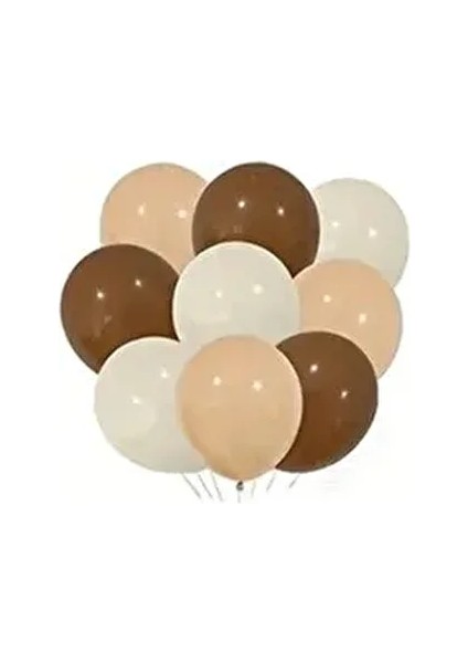 Pastel Balon Deniz Kumu Ten Rengi Çikolata Kahve Balon 9 Adet