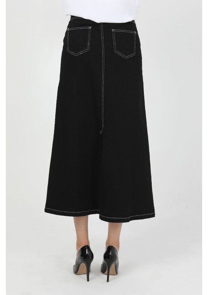 Doğal Kumaşlı Kontrast Dikişli Kot Etek modelleri