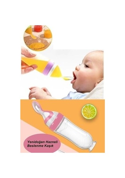 Yenidoğan Besleme Aparatı Kaşık Tipi Biberon Sızdırmaz Ek Gıda Kaşık Kapaklı Mama Kaşık