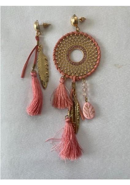 Püsküllü Küpe Yavruağzı Taşlı