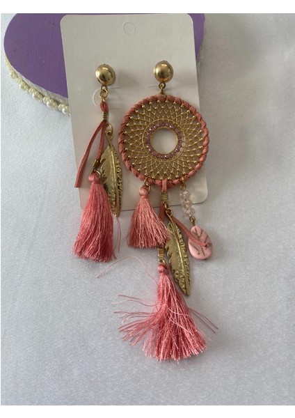 Püsküllü Küpe Yavruağzı Taşlı fiyatları