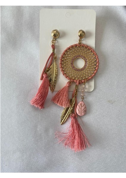 Püsküllü Küpe Yavruağzı Taşlı modelleri