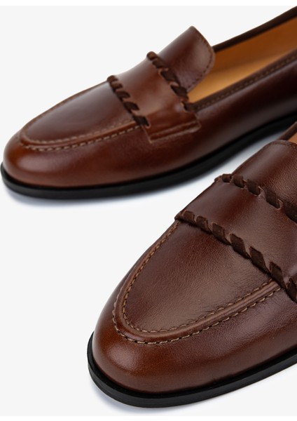 Kadın Kiremit Hakiki Deri Loafer Ayakkabı 611 H10046-B12 Bn Ayk SK25-26 Brıck/marrone modelleri