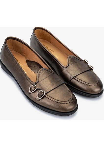 Kadın Kahverengi Hakiki Deri Loafer Ayakkabı 611 E1712-06 Bn Ayk SK25-26 Marrone Pearl fiyatları