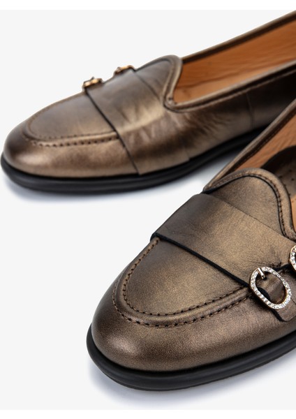 Kadın Kahverengi Hakiki Deri Loafer Ayakkabı 611 E1712-06 Bn Ayk SK25-26 Marrone Pearl modelleri