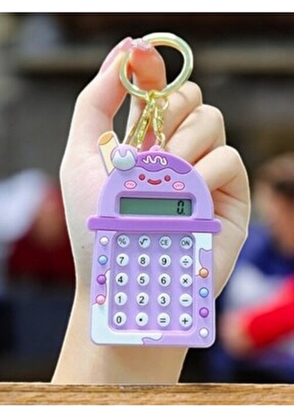 Renkli Sevimli Mini Anahtarlık Hesap Makinesi Pilli Cep Tipi Pratik Kullanım indirimleri