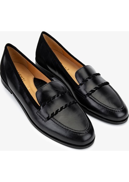 Kadın Hakiki Deri Siyah Loafer Ayakkabı 611 H10046-B12 Bn Ayk SK25-26 Black/black fiyatları