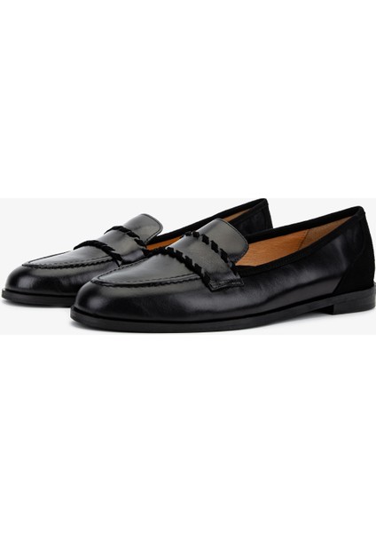 Kadın Hakiki Deri Siyah Loafer Ayakkabı 611 H10046-B12 Bn Ayk SK25-26 Black/black fırsatları