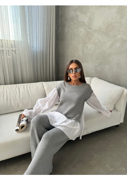 Gömlek Detaylı Triko Takım modelleri