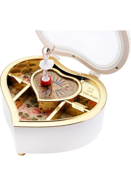 Beyaz Kalp Tasarımlı Balerinli Nostaljik Müzik Kutusu - Anneler Günü Hediyesi Takı , Mücevher Kutusu fiyatları