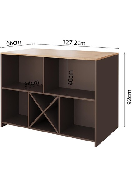 Monet G4022 3 Adet Bar Tabureli Mutfak Adası Antrasit Gövde Sepet Üst Şaraplıklı Çok Amaçlı Dolap indirimleri