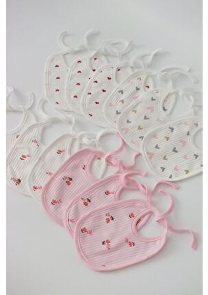 (12 Adet) Bebewini %100 Pamuk Karışık Desenli Bebek Önlük