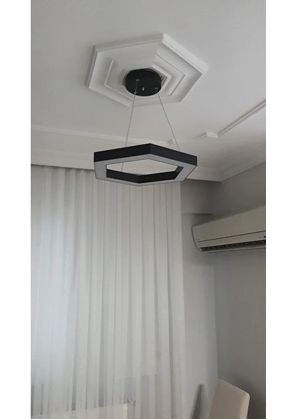 Hexagon ( Siyah Kasa, 4000K Işık Rengi ) Modern LED Avize, Salon, Mutfak, Oturma Yatak Odası Sarkıt fırsatları