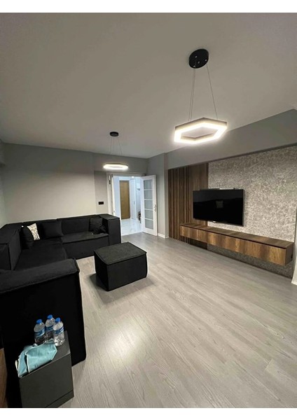 Hexagon ( Siyah Kasa, 4000K Işık Rengi ) Modern LED Avize, Salon, Mutfak, Oturma Yatak Odası Sarkıt indirimleri