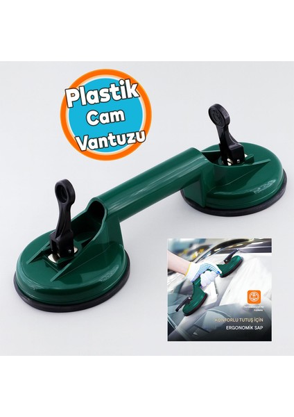 Çiftli Plastik Vantuz Cam Vakumlu Fayans Ahşap Tutucu Taşıma Araba Kaporta Göcük Çektirme 2'li