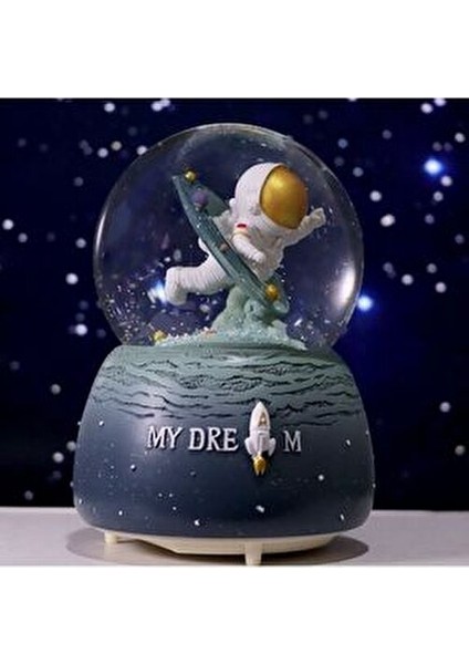 Uzay ve Astronot Astronot Temalı Büyük Boy Püskürtmeli Müzikli Işıklı Kar Küresi modelleri