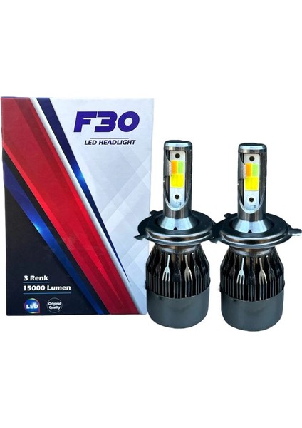 3 Renk Buz Mavi+Beyaz+Limon Sarı Çakarlı H4 LED Far Ampulü