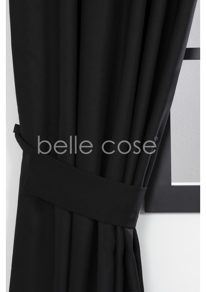 Country Tarz Hasır Termal Karartma Blackout Siyah Fon Perde Tek Kanat