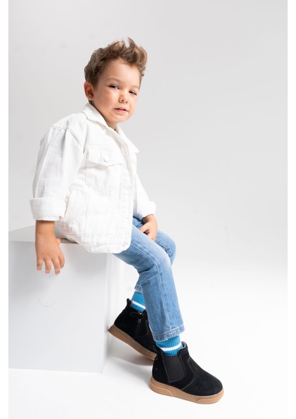 Erkek Çocuk Siyah Hakiki Deri Suya Dayanıklı Anatomik Günlük Bot fiyatları