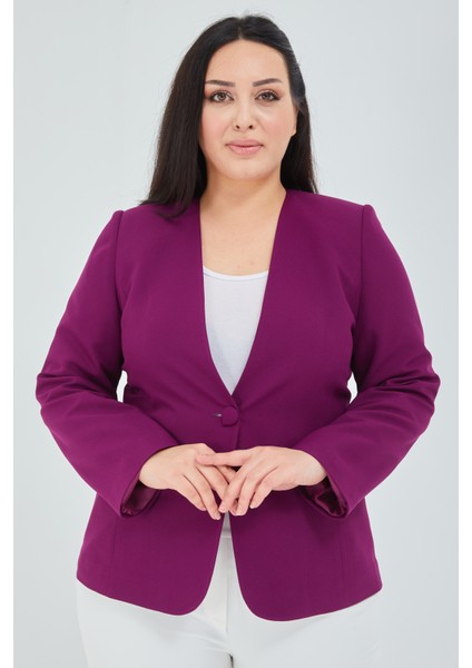 Kadın Büyük Beden V Yaka Tek Düğmeli Ceket fırsatları
