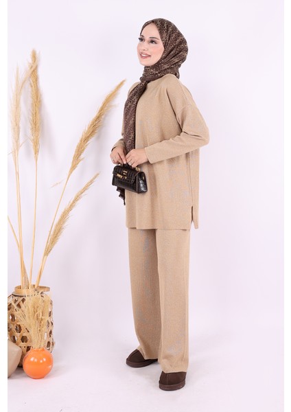 18197 Simli Triko Tunik Pantolon Takım Taba fiyatları