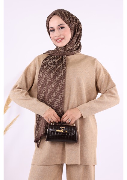 18197 Simli Triko Tunik Pantolon Takım Taba fırsatları