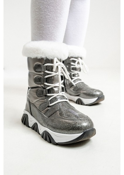 Kız Çocuk Platin Simli Rugan Deri Suya Dayanıklı Günlük Bot fırsatları