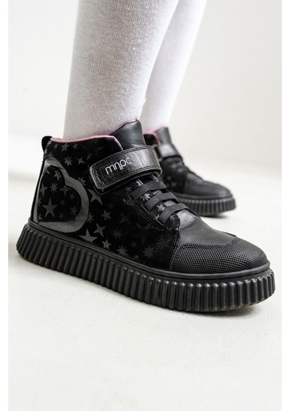 Kız Çocuk Siyah Hakiki Deri Suya Dayanıklı Anatomik Günlük Bot fiyatları