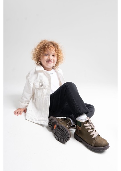 Erkek Çocuk Kum Hakiki Deri Anatomik Günlük Bot