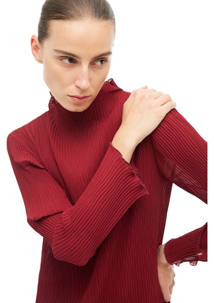 Bordo Balıkçı Yaka Midi Elbise fiyatları