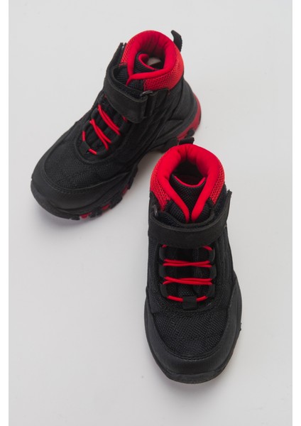 Erkek Çocuk Siyah-Kırmızı Suya Dayanıklı Microfiber Trekking Bot fırsatları