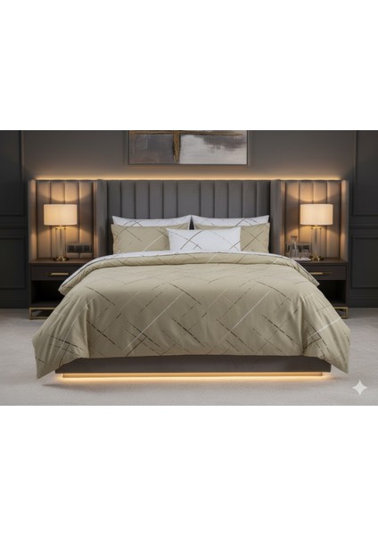 Ranforce Reflection Bej Çift Kişilik Nevresim Takımı