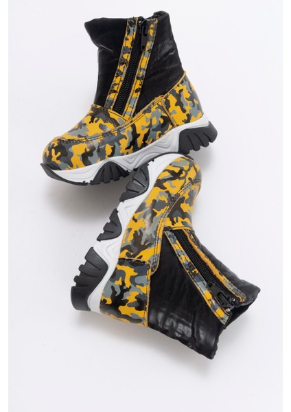 Erkek Çocuk Sarı Hakiki Deri Suya Dayanıklı Kürklü Günlük Bot indirimleri