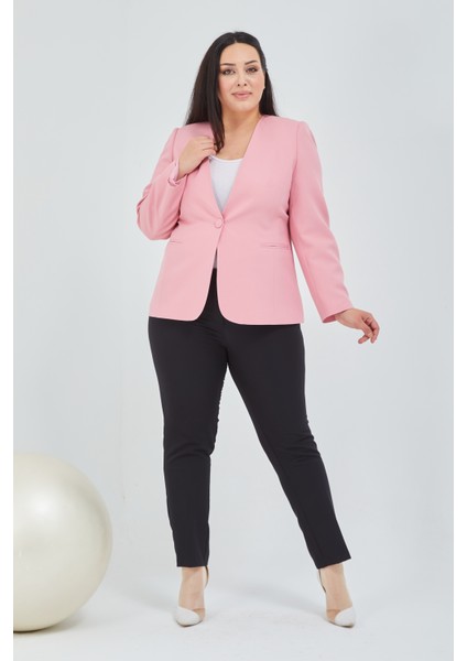 Kadın Büyük Beden V Yaka Tek Düğmeli Ceket fiyatları