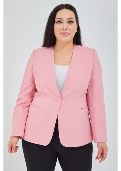 Kadın Büyük Beden V Yaka Tek Düğmeli Ceket fırsatları