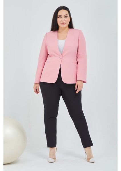 Kadın Büyük Beden V Yaka Tek Düğmeli Ceket indirimleri